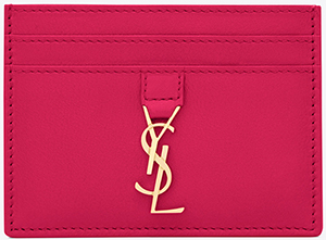 Yves Saint Laurent credit card case in lipstick fuchsia leather: US$225.