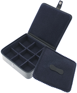 Ettinger Square navy leather stud, trinket or jewellery box with rounded corners: £216.