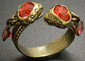 Kenny Ma Designs ring made with Swarovski elements in padparadscha.