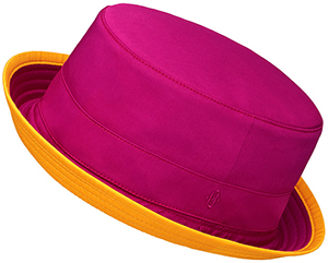 Hermès women's hat in purple-red cotton poplin with diamond shaped 'H' signature: US$490.
