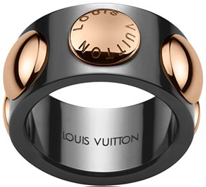 Louis Vuitton large clous men's ring in ceramic and pink gold: US$2,830.
