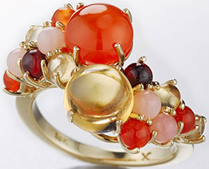 Daria De Koning Dagny Stacking Ring in Carnelian and Citrine (pinks): US$3,600.
