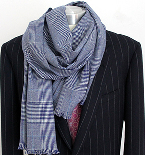 Richard Anderson cashmere scarf grey blue check: £384.