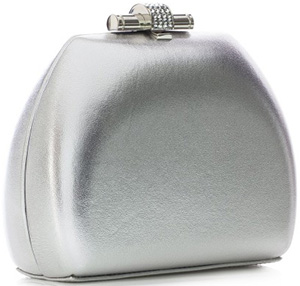 Loriblu Silver leather clutch with jewel claps closure: €485.