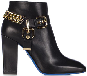 Loriblu Black leather ankle bootie with leather outsole: €510.