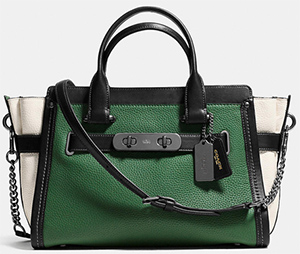 Coach swagger bag with chain in pebble leather: US$595.