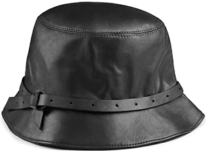 Acne Studios Solar black is a leather women's hat with a thin band around the crown: US$500.