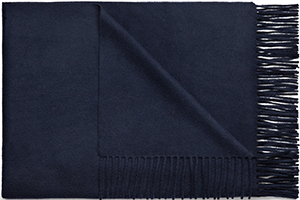 Acne Studios Canada cashmere navy is a fringed men's scarf made in warm, super soft cashmere: US$440.