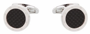 Alain Figaret Silver round shape cufflinks with carbon insert: €85.