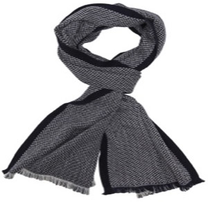 Alain Figaret Navy-blue scarf with geometrical pattern in wool and silk: €109.
