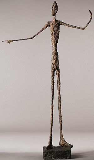 Pointing Man (1947) by Alberto Giacometti sold for US$141,285,000 at Christie's, New York on May 11, 2015 - new record for most valuable work of sculpture ever sold at auction.