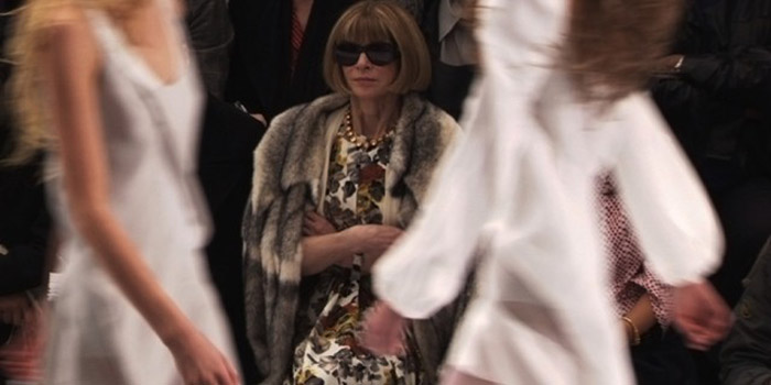 English editor-in-chief of American Vogue Anna Wintour at a fashion show.