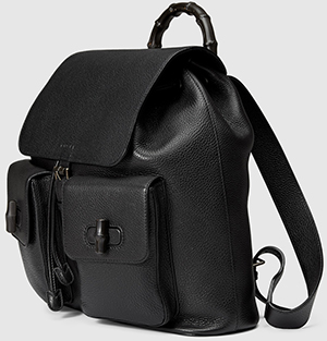 Gucci men's leather backpack with bamboo details: US$2,200.