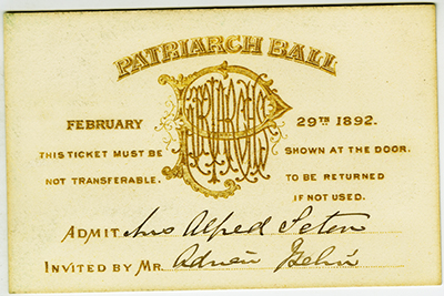 Invitation to the Patriarch Ball, February 29th, 1892.