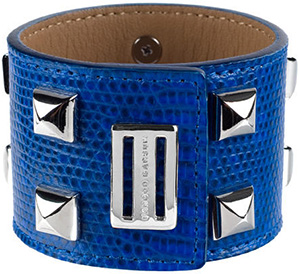 Farbod Barsum Electric Blue Ring Men's Lizard Cuff With Studded Accents.