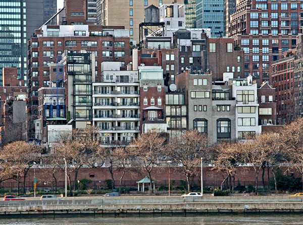 Beekman Place as seen from the East River, New York City, NY, U.S.A.