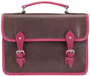 Tusting Quibton Satchel in Purple Weave Leather with Raspberry Trim: £299.