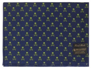 New & Lingwood Skull & Crossbones Navy/Lime Men's Scarf: £195.