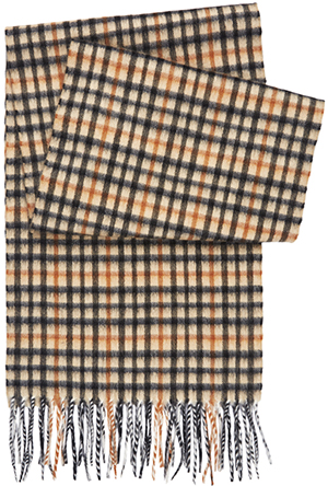 The Aaron scarf in the DAKS House Check measures 30cm in width and 190cm in length. Material: 100% Cashmere: £225.