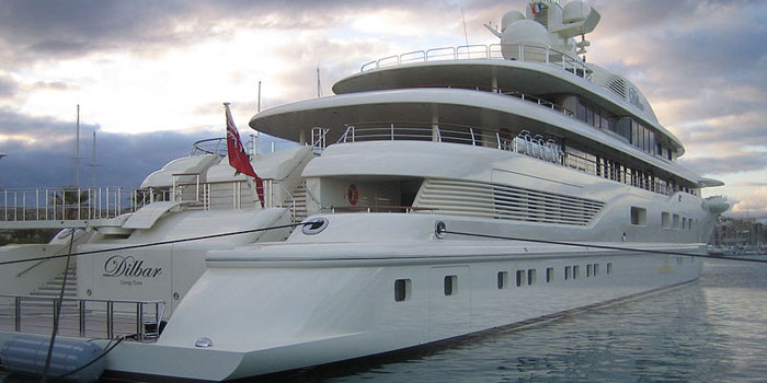 Dilbar - the world's 23rd largest yacht: 361 ft / 110 m.