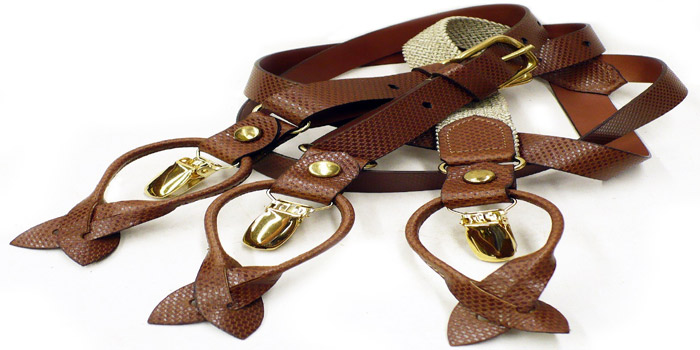 Fullum & Holt Brown Weave and Beige Pattern Suspenders.