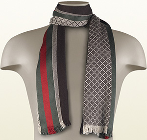 Gucci men's stole with diamante pattern and signature web detail: US$350.