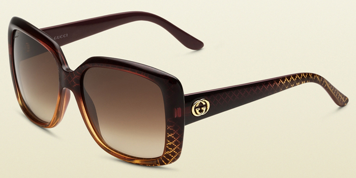 Gucci Women's Red Gold Rectangle Sunglasses: US$325.