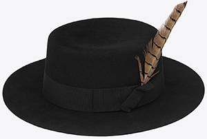 Saint Laurent Feathered Hat in Black Felted Rabbit Fur: US$950.