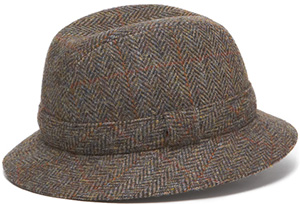 J.Press Men's Harris Tweed Hat Olive Herringbone: US$101.25.
