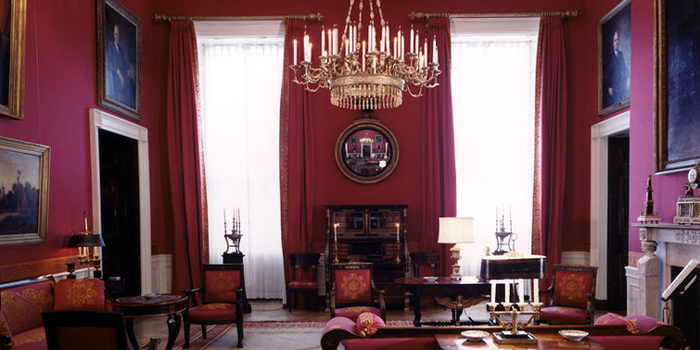 The White House Red Room as designed by Stéphane Boudin of Maison Jansen.
