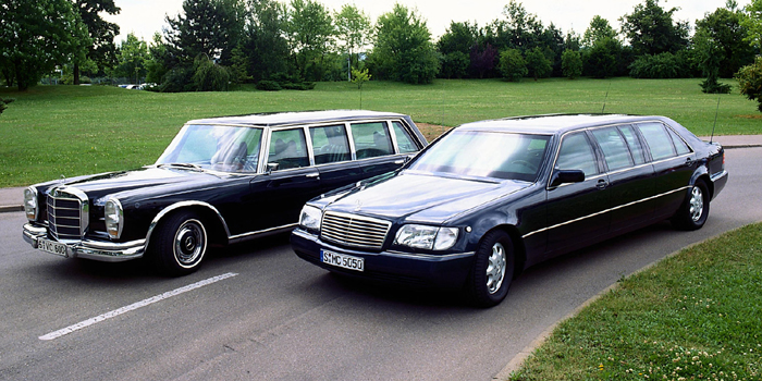 Mercedes-Benz 600 Pullman (1963) & Mercedes-Benz S600 Pullman Limousine W140 (1998).