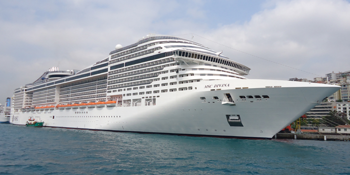 MS MSC Divina is a cruise ship owned and operated by MSC Cruises. It is the tenth largest cruise ship in the world. She can accommodate 3,959 passengers in 1,637 cabins; her crew complement is 1,325.