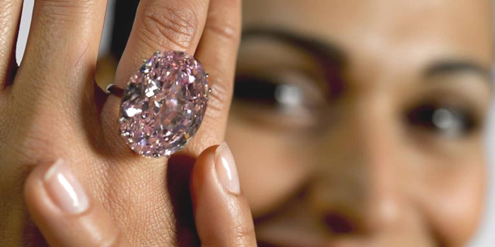 The Pink Star (weighing 59.60 carats) - The most valuable diamond to ever be offered at auction sold for US$83.2 million at Sotheby's in Geneva on November 13, 2013.