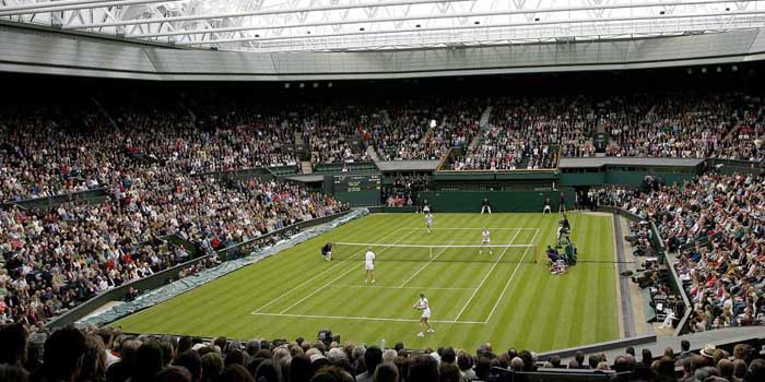 The Centre Court at All England Lawn Tennis and Croquet Club, Wimbledon, London SW19, England, U.K.