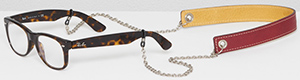 Ally Capellino Eli Leather Glasses Chain In Wine/Mustard: £50.