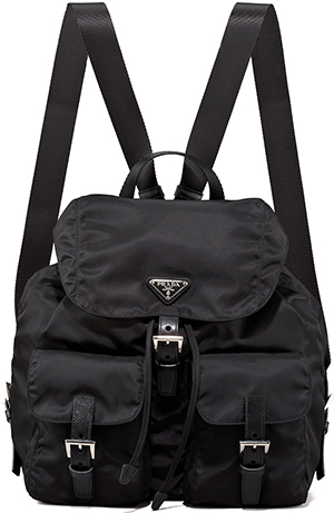 Prada Vela Large Two-Pocket Backpack, Black (Nero): US$990.