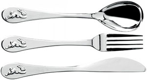Royal Doulton Bunnykins Silver Fork Spoon & Knife, 3-Piece Set.