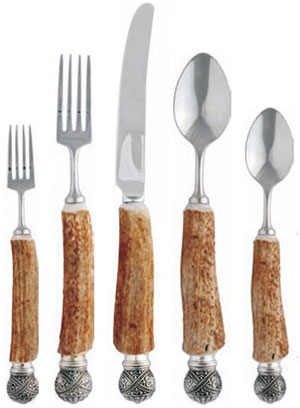 Gracious Style Vagabond House Antler Queen Crown Sterling Silver Flatware.