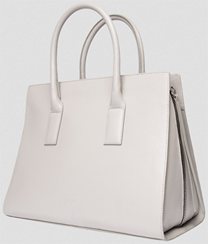 Gvyn Lev gusset tote bag in cow vachetta leather.