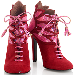 House of Holland women's SS15 'Plaster Casters' Red/ Pink Tassel Suede Boots: £195.