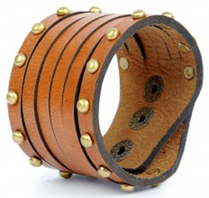 Nappa Dori men's Studded Wristband - Tan: US$26.