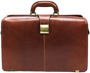 Tony Perotti Italian Bull Leather Benevento Double Compartment Lawyer's Leather Laptop Briefcase: US$410.