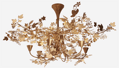 Porta Romana MCL37 - Ivy Shadow Chandelier - Forest Gold.