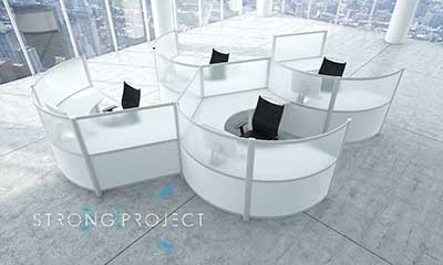 Strong Project Modular Office Furniture - Curved Workstations.