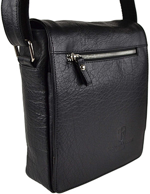 Mens Ladies Leather Cross Body Bag by Underwood & Tanner London Hansson Gift (Black).