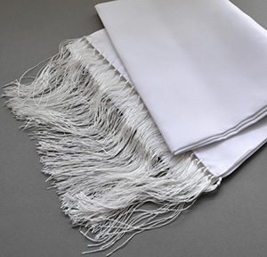 Wessex men's 100% Silk White dress Scarves with hand knotted fringes.