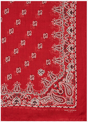 Saint Laurent women's Bandana Stole in Red and White Paisley Printed Cashmere and Silk Étamine: US$895.