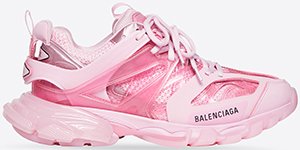 Balenciaga women's Track Sneaker Clear Sole in pink mesh and nylon: US$1,090.