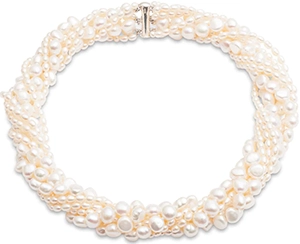 Lalage Beaumont Multi-Strand Potato Pearl Necklace with Sterling Silver Clasp - White: US$515.