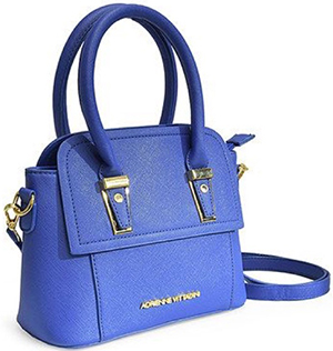 Adrienne Vittadini Crossbody in Royal blue Saffiano-textured faux leather handbag: US$49.